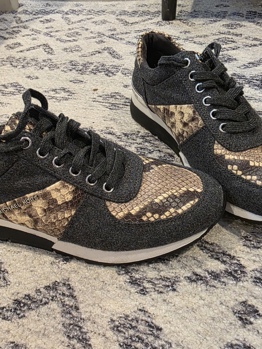 Michael Kors Women's Gray & Gold Snake-Print Fashion Sneakers